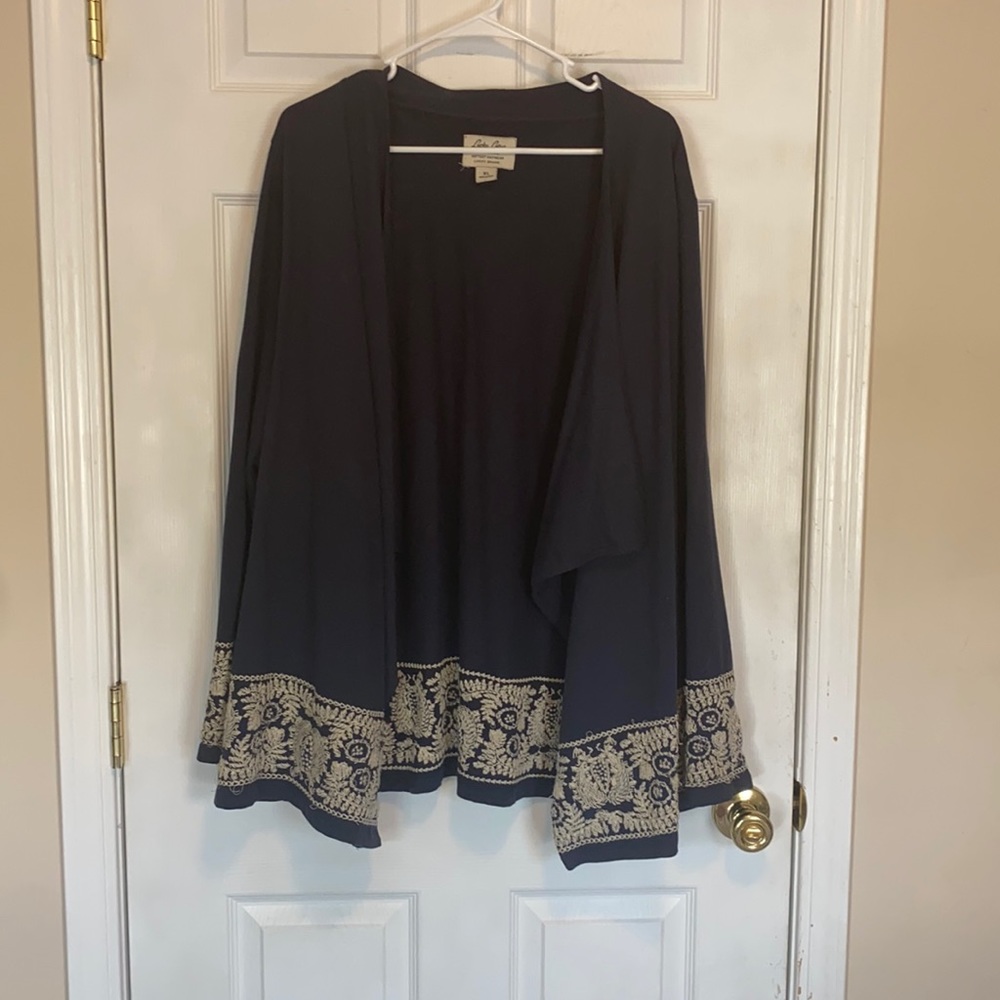 Navy Embroidered Cardigan